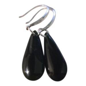 Black Jade Sterling Sliver Earrings
